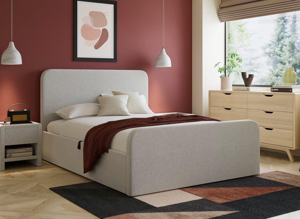 House Beautiful Margot Ottoman Bouclé Bed Frame - 4'6 Double - Grey