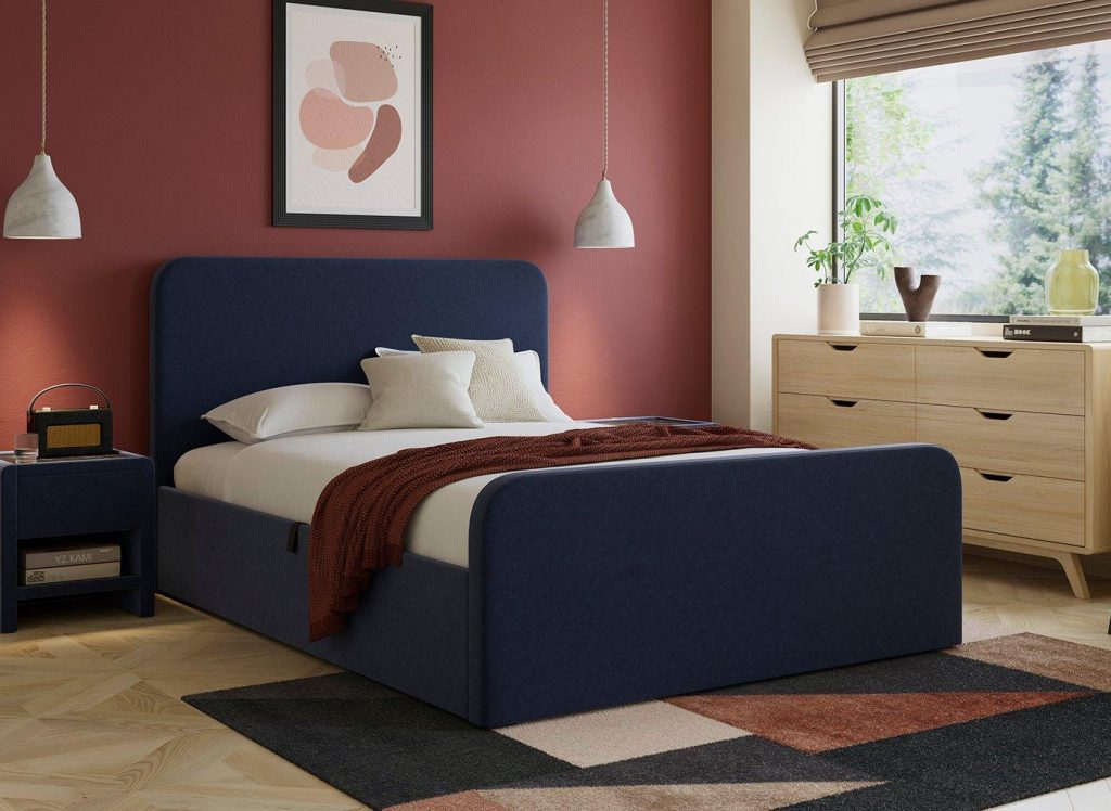 House Beautiful Margot Ottoman Bouclé Bed Frame - 4'0 Small Double - Blue
