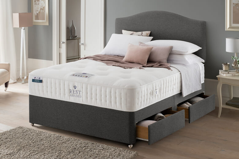 Rest Assured Northington 2000 Pocket Natural Mattress + Premium Divan Bed, Bednextday_Silver, No Storage, King Size