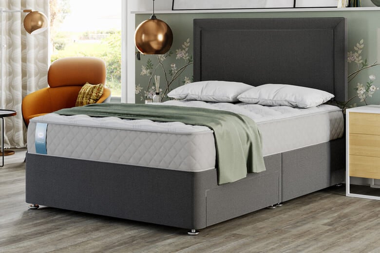 Sealy Advantage Classic Mattress + Premium Divan Bed, Bednextday_Teal, No Storage, Double