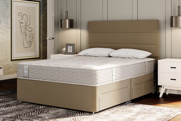 Sealy Ortho Plus Silver Memory Mattress + Premium Divan Bed Bednextday Carbon 2 Drawers Super King | Bed Sava