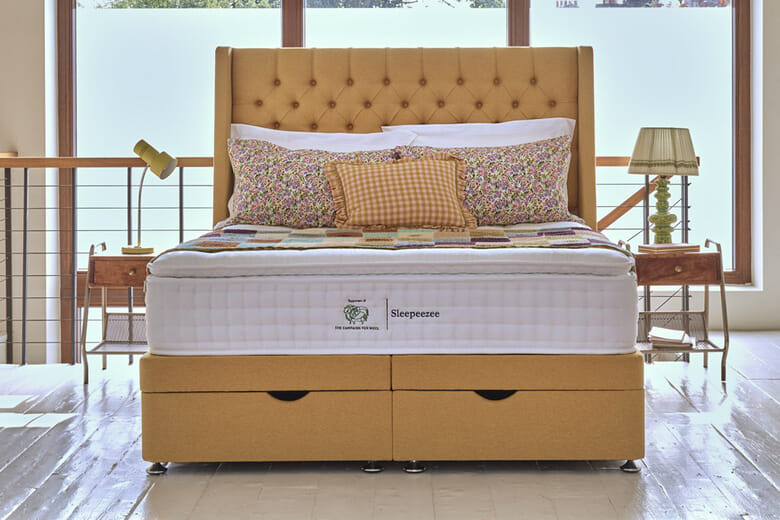 Sleepeezee Campaign for Wool Luxe 3700 Mattress + Premium Divan Bed, Bednextday_Mink, End Opening Ottoman, Small Double