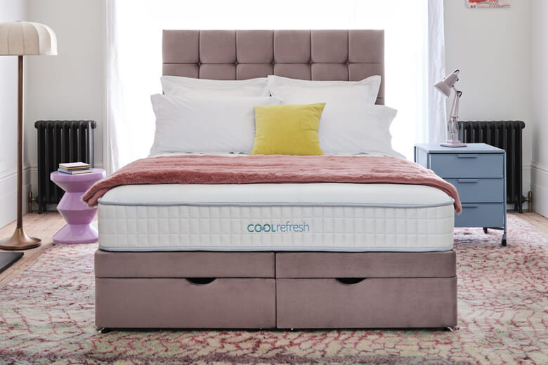 Sleepeezee Cool Refresh 1600 Memory Hybrid Mattress + Premium Divan Bed, Bednextday_Silver, No Storage, Double