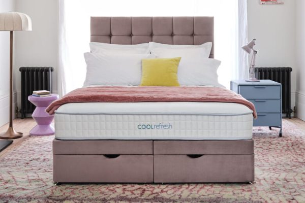 Sleepeezee Cool Refresh 1600 Memory Hybrid Mattress + Premium Divan Bed Bednextday Teal End Opening Ottoman King Size | Bed Sava