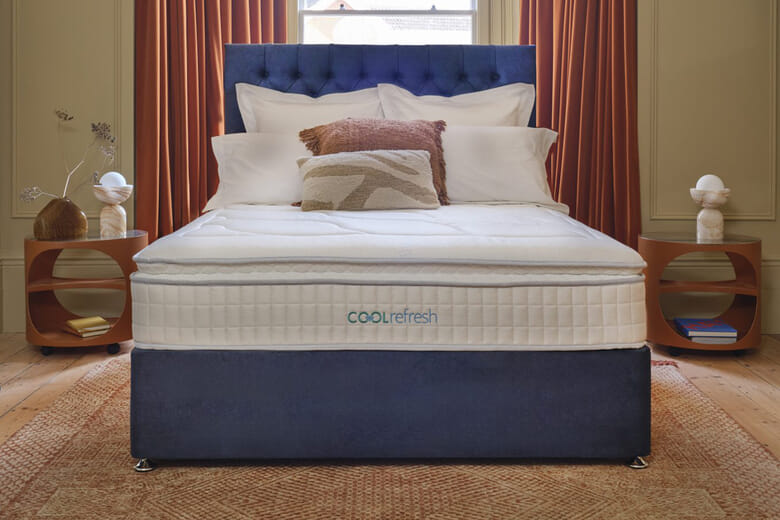 Sleepeezee Cool Refresh 3200 Memory Pillow Top Mattress + Premium Divan Bed , Bednextday_Silver, 2 Drawers, Super King