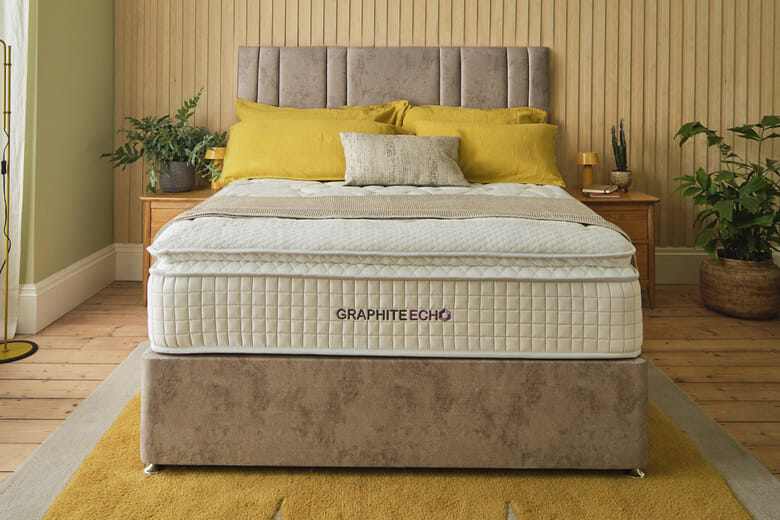 Sleepeezee Graphite Echo 4700 Memory Hybrid Mattress + Premium Divan Bed, Bednextday_Carbon, End Opening Ottoman, Super King
