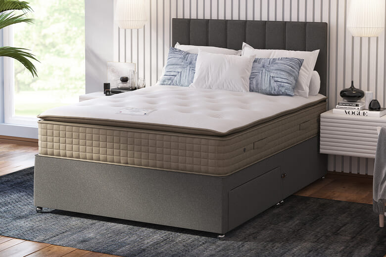 Sleepeezee Prestige Ortho Comfort Mattress + Premium Divan Bed, Bednextday_Teal, 4 Drawers, King Size