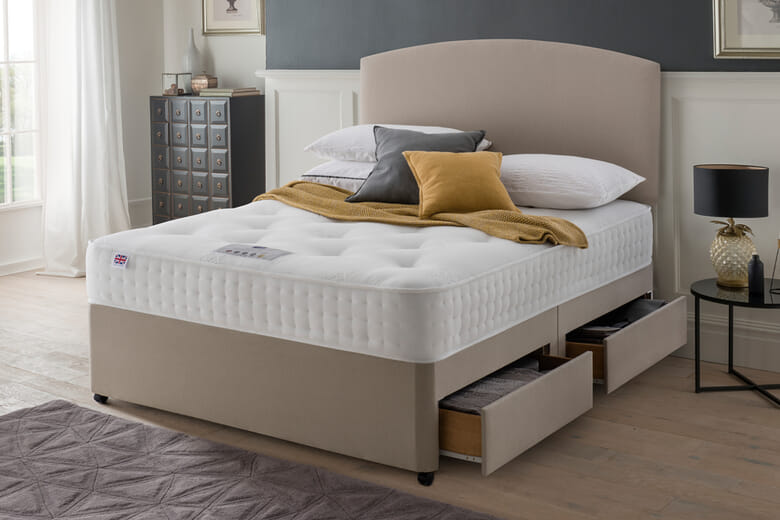 Rest Assured Novaro Ortho 1000 Pocket Mattress + Premium Divan Bed, Bednextday_Teal, No Storage, Super King