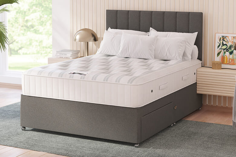 Sleepeezee Diamond Ortho Mattress + Premium Divan Bed, Bednextday_Cream, 2 Drawers, Single