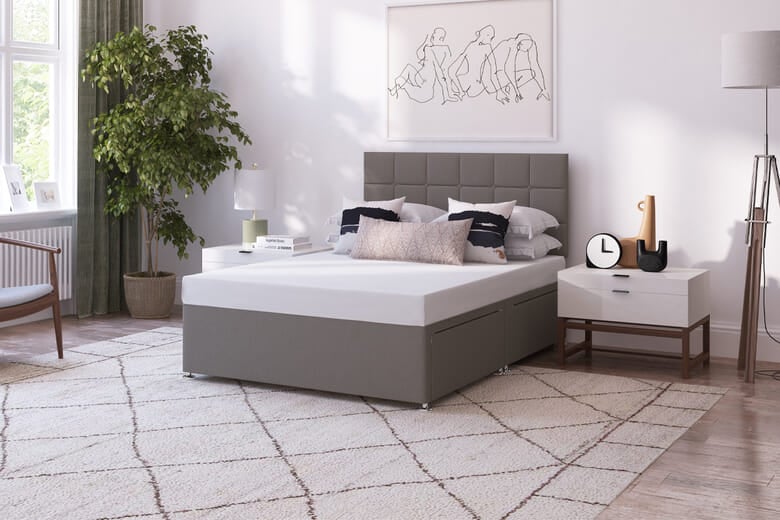 Value Eco Foam Mattress + Premium Divan Bed, Bednextday_Teal, 2 Drawers, Single