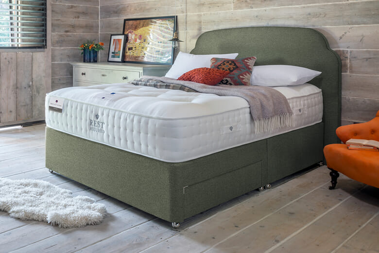 Rest Assured British Wool 2000 Pocket Firmer Mattress + Premium Divan Bed, Bednextday_Mink, End Opening Ottoman, Double