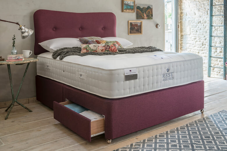 Rest Assured British Wool 2000 Pocket Softer Mattress + Premium Divan Bed, Bednextday_Silver, End Opening Ottoman, Super King