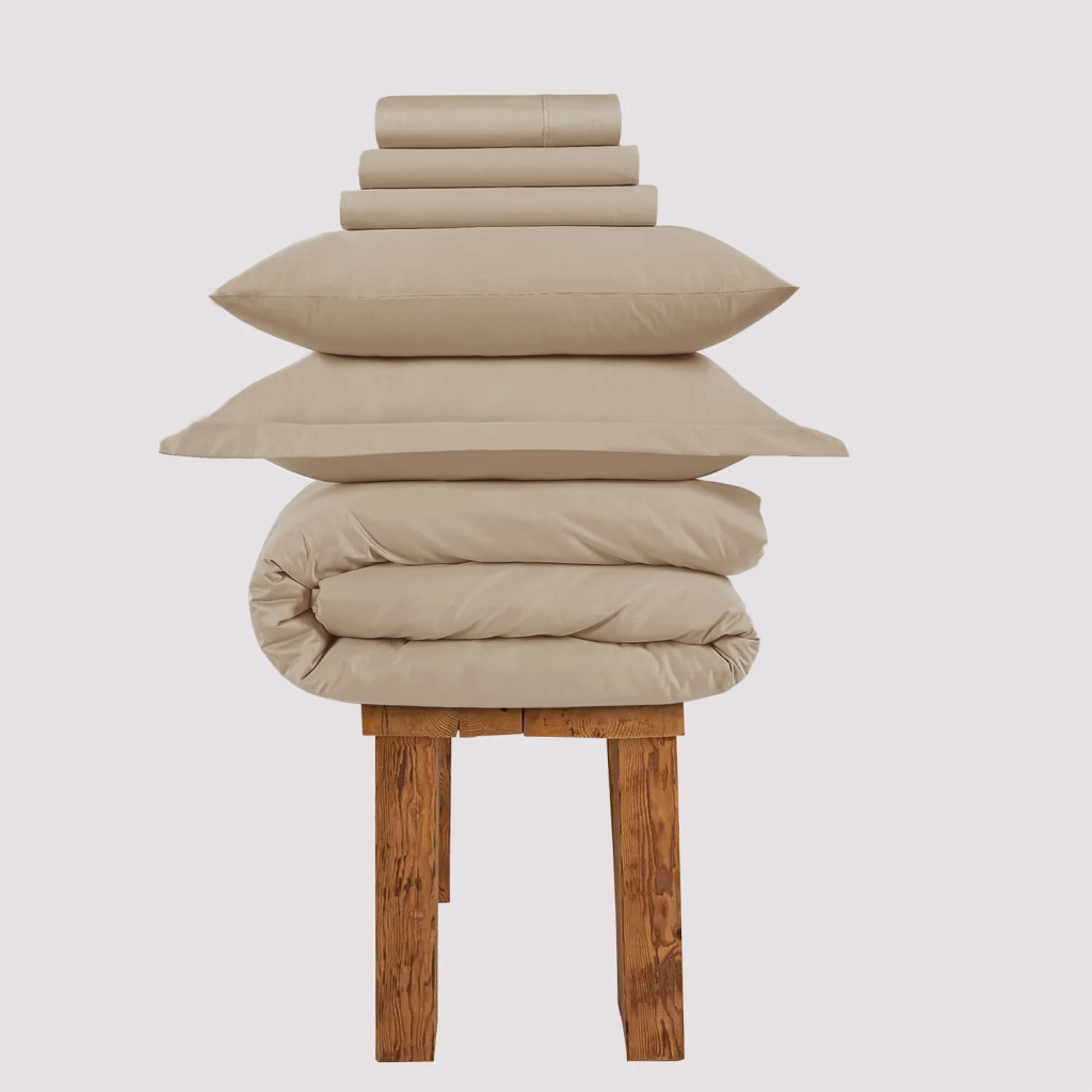 All Season Egyptian Giza Bedding Set - Bone, Double / Bone