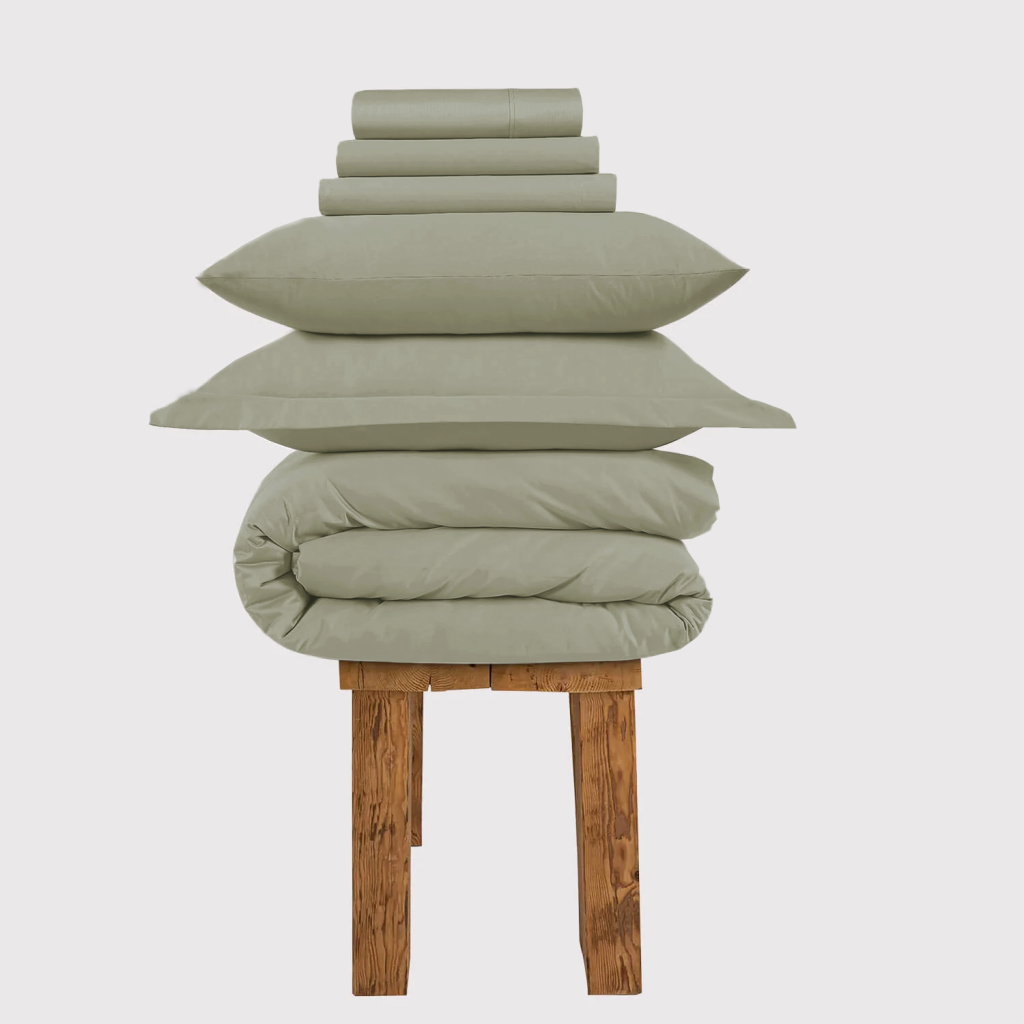 All Season Egyptian Giza Bedding Set - Sage, King / Sage