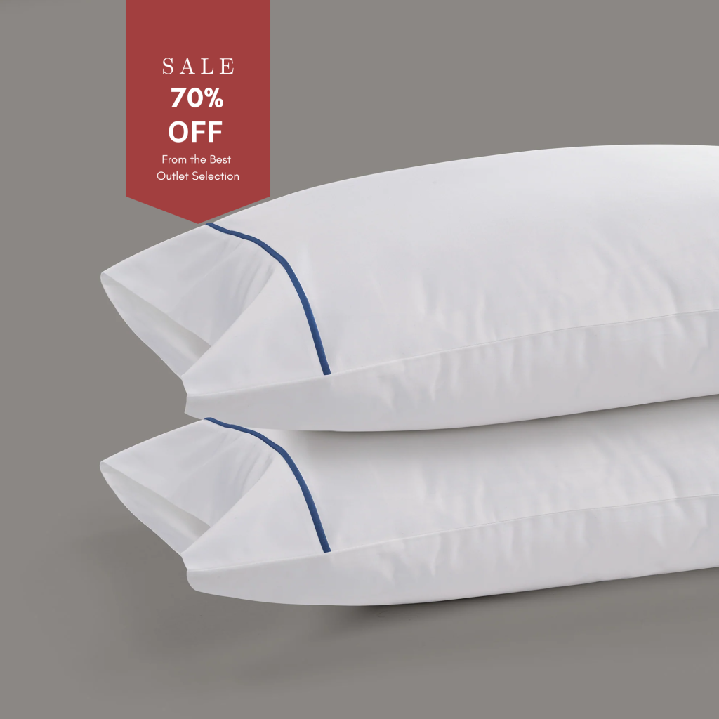 800 Thread Count Pair (2 Pillowcases) of Egyptian Cotton Cedarhurst Lux Buttery Smooth Pillowcases - Navy, Oxford / White with Navy