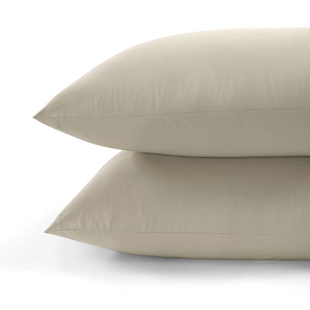 800 Thread Count Pair (2 Pillowcases) of Grand Splendour LUXE Pillowcases - Sateen Oatmeal, Oxford / Oatmeal