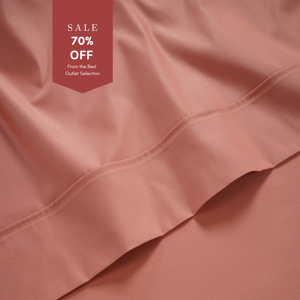 800 Thread Count Grand Splendour LUXE Flat Sheet - Sateen Terra Cotta, Single / Terra Cotta