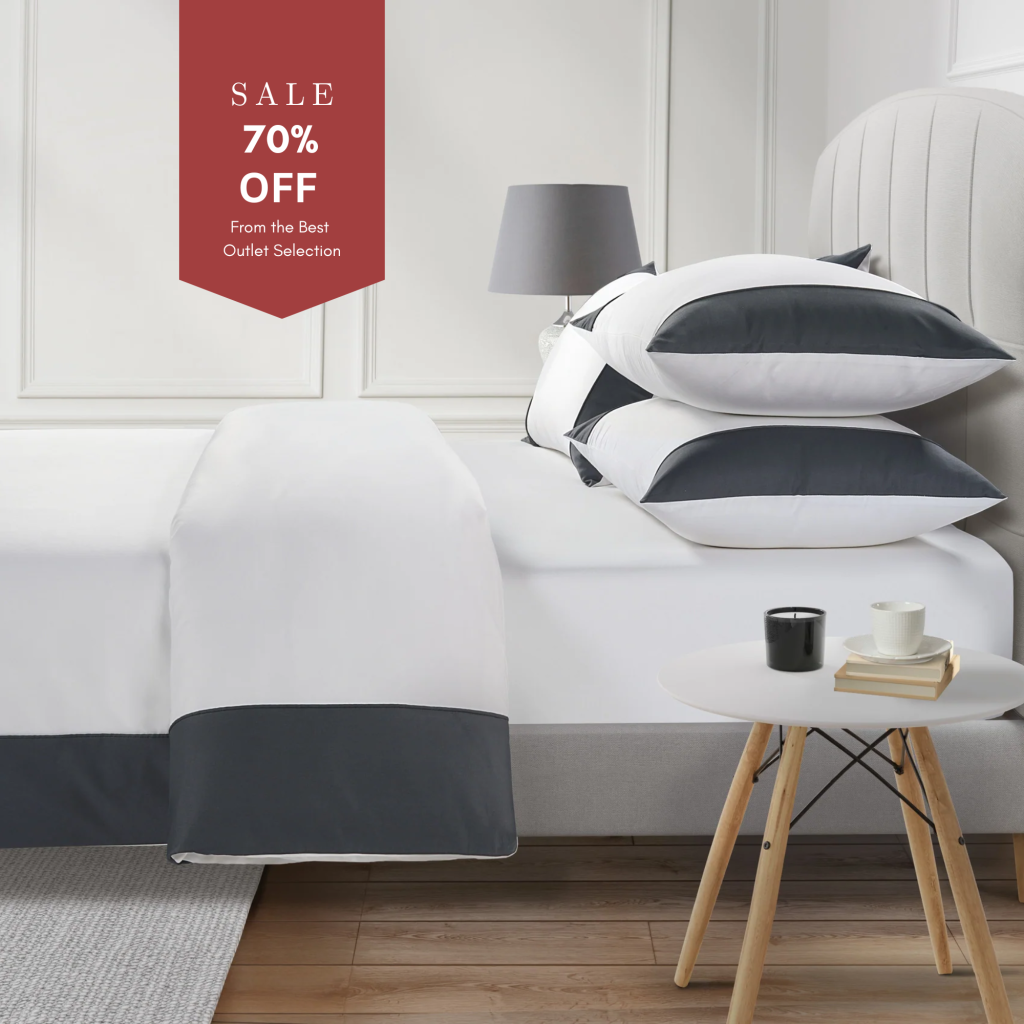 800 Thread Count Egyptian Cotton Harrogate Lux Buttery Smooth Duvet Cover - Graphite Grey, Double / White with Graphite Grey