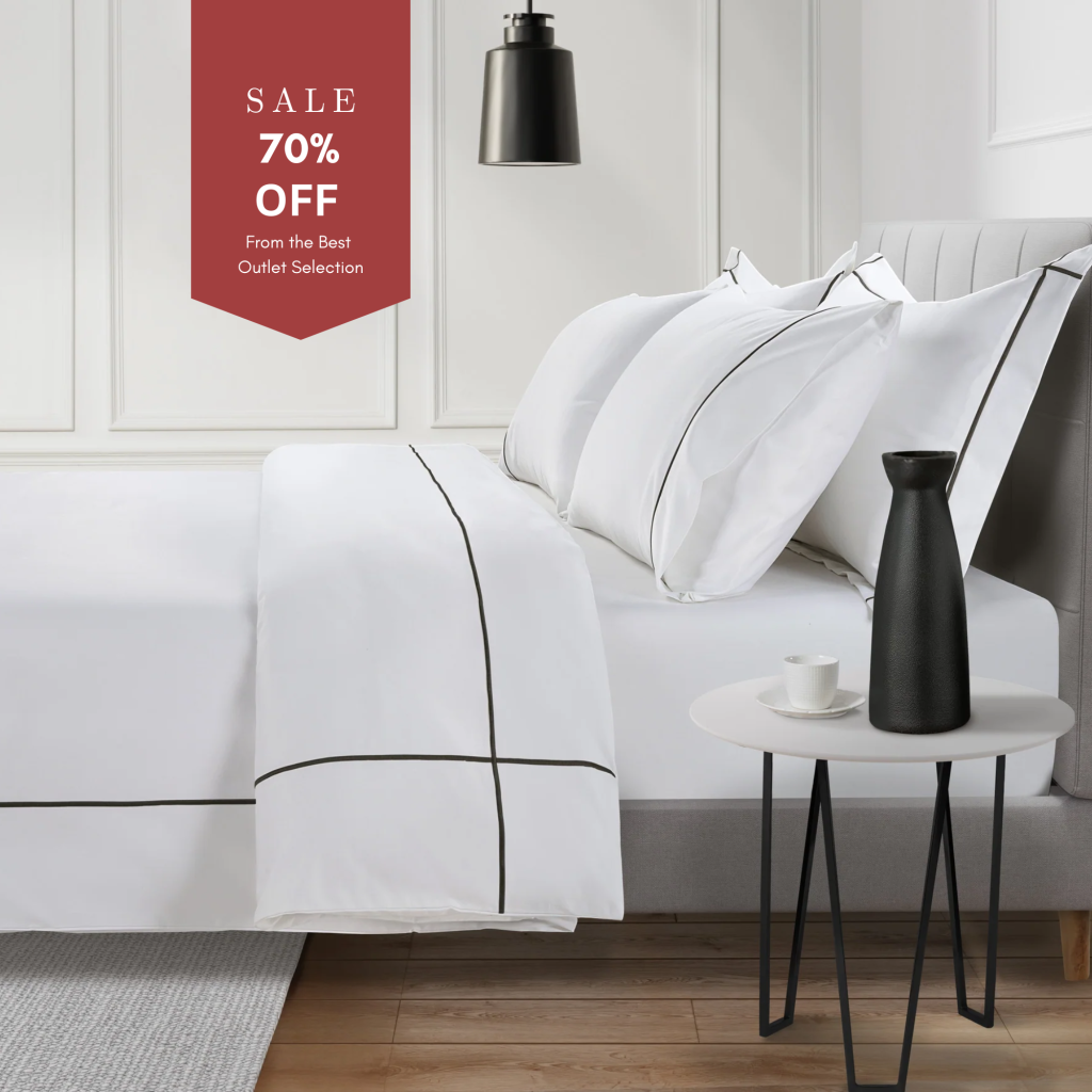 800 Thread Count Egyptian Cotton Kensington Lux Buttery Smooth Duvet Cover - Jet Black, Double / White with Jet Black