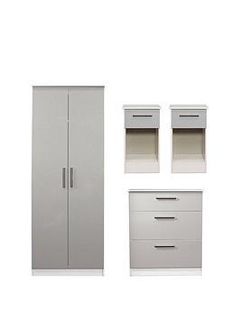 Swift Montreal 4 Piece Ready Assembled Package &Ndash; 2 Door Wardrobe, 3 Drawer Chest And 2 Bedside Chests - Fsc&Reg; Certified