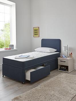Airsprung Teddy Storage Divan Set With Headboard And Extra Bounce Mattress - Blue