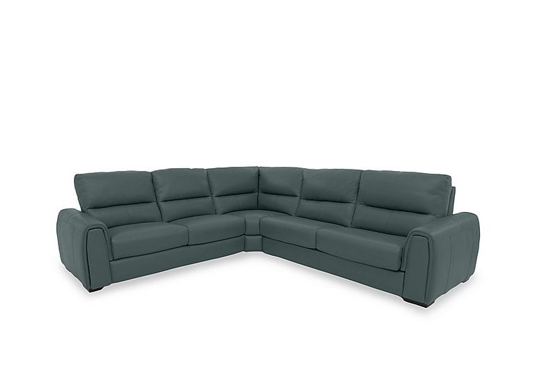 Flex BV Leather Large Left Hand Facing Corner Sofa Bed with Storage Arm - BV Lake Green