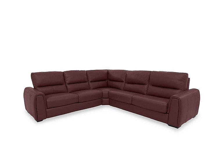 Flex NC Leather Large Left Hand Facing Corner Sofa Bed with Storage Arm - NC Deep Red