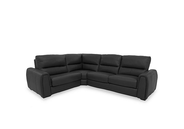 Flex BV Leather Small Left Hand Facing Corner Sofa Bed with Storage Arm - Classic Black
