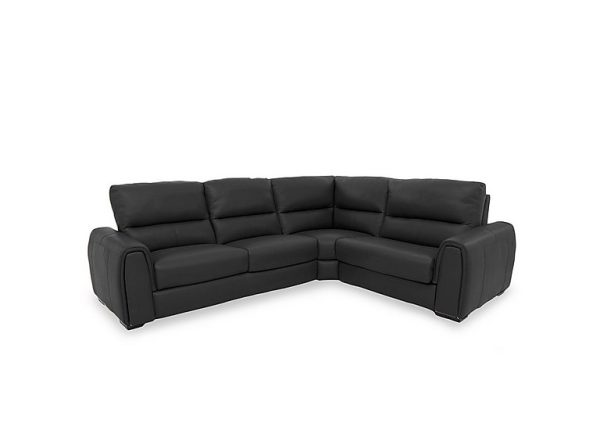 Flex BV Leather Small Right Hand Facing Corner Sofa Bed with Storage Arm  Classic Black | Bed Sava