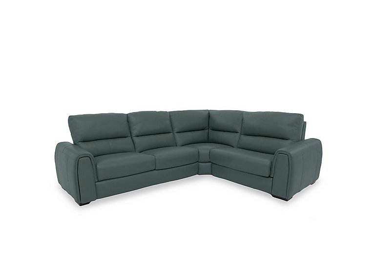 Flex BV Leather Small Right Hand Facing Corner Sofa Bed with Storage Arm - BV Lake Green