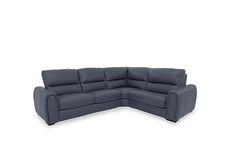 Flex BV Leather Small Right Hand Facing Corner Sofa Bed with Storage Arm - BV Ocean Blue