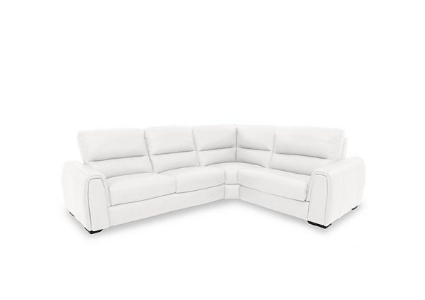 Flex BV Leather Small Right Hand Facing Corner Sofa Bed with Storage Arm  BV Star White | Bed Sava