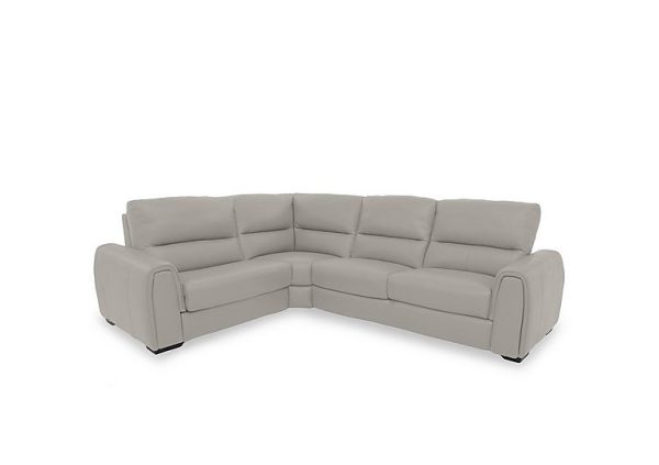 Flex BV Leather Small Left Hand Facing Corner Sofa Bed with Storage Arm  Silver Grey | Bed Sava