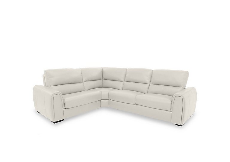 Flex BV Leather Small Left Hand Facing Corner Sofa Bed with Storage Arm - Frost