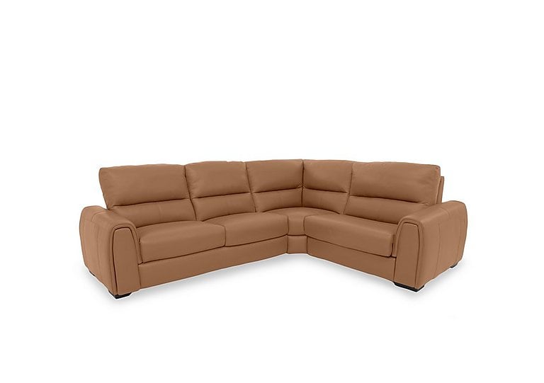 Flex NC Leather Small Right Hand Facing Corner Sofa Bed with Storage Arm - Pecan Brown