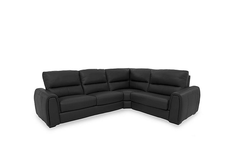 Flex NC Leather Small Right Hand Facing Corner Sofa Bed with Storage Arm - Black