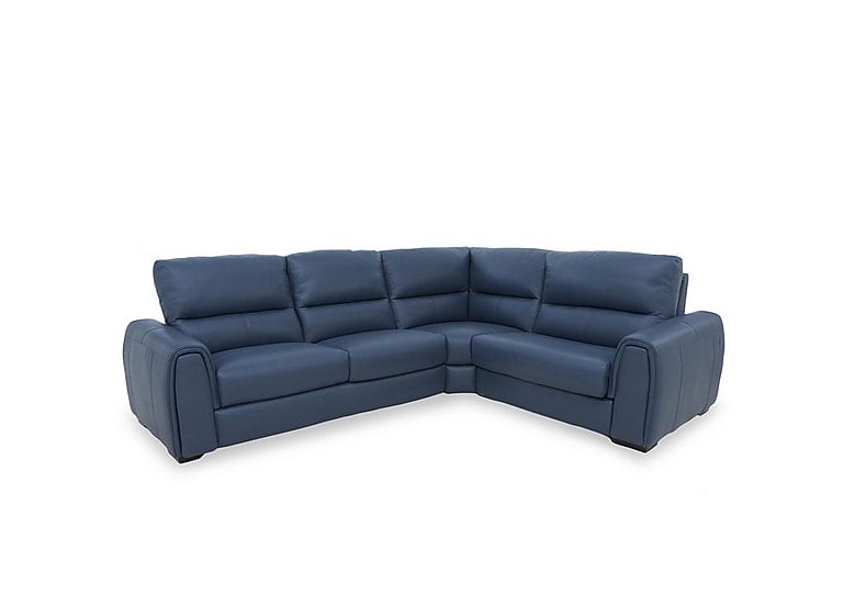 Flex NC Leather Small Right Hand Facing Corner Sofa Bed with Storage Arm - NC Ocean Blue