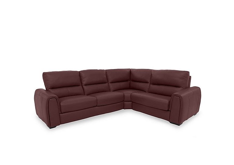 Flex NC Leather Small Right Hand Facing Corner Sofa Bed with Storage Arm - NC Deep Red
