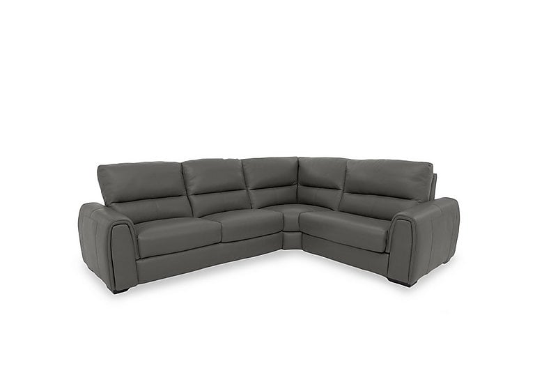 Flex NC Leather Small Right Hand Facing Corner Sofa Bed with Storage Arm - Charcoal Grey
