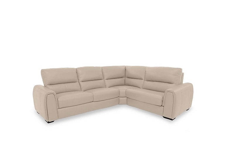 Flex NC Leather Small Right Hand Facing Corner Sofa Bed with Storage Arm - NC Pebble