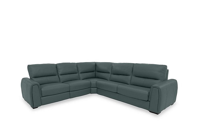 Flex BV Leather Large Left Hand Facing Corner Sofa Bed with Power Recliner and Storage Arms - BV Lake Green