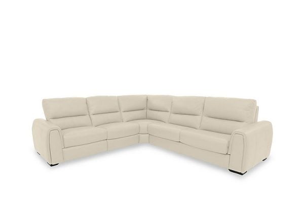 Flex BV Leather Large Left Hand Facing Corner Sofa Bed with Power Recliner and Storage Arms  BV Bisque | Bed Sava