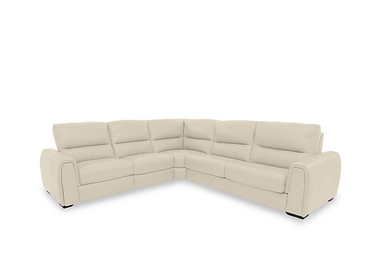 Flex BV Leather Large Left Hand Facing Corner Sofa Bed with Power Recliner and Storage Arms - BV Bisque