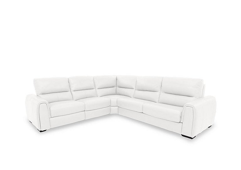 Flex BV Leather Large Right Hand Facing Corner Sofa Bed with Power Recliner and Storage Arms - BV Star White