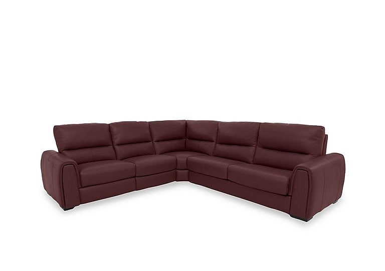 Flex BV Leather Large Left Hand Facing Corner Sofa Bed with Power Recliner and Storage Arms - BV Deep Red