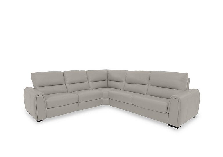 Flex BV Leather Large Right Hand Facing Corner Sofa Bed with Power Recliner and Storage Arms - Silver Grey
