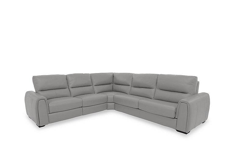 Flex NC Leather Large Left Hand Facing Corner Sofa Bed with Power Recliner and Storage Arms - Sleet