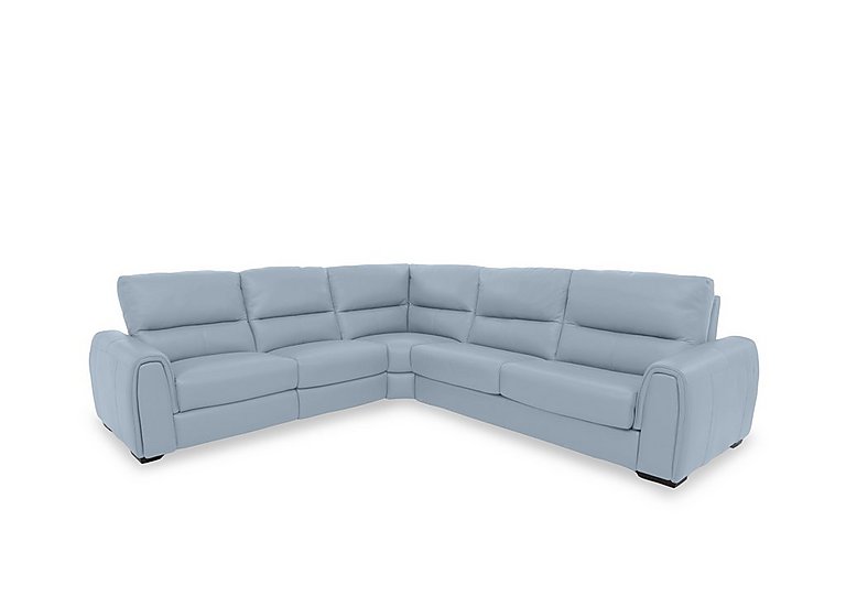 Flex NC Leather Large Left Hand Facing Corner Sofa Bed with Power Recliner and Storage Arms - Pearl Blue