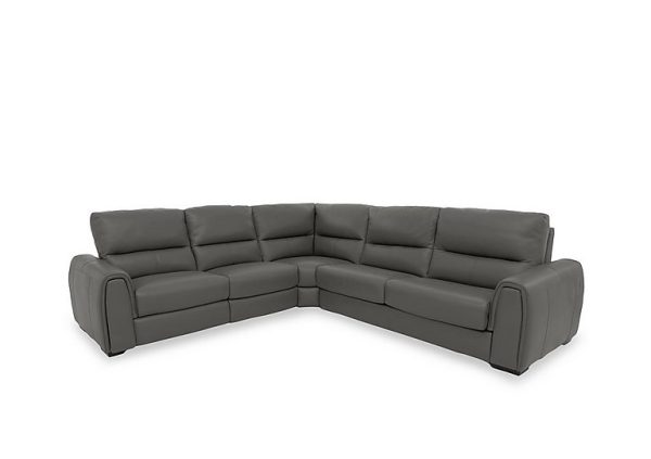 Flex NC Leather Large Left Hand Facing Corner Sofa Bed with Power Recliner and Storage Arms  Charcoal Grey | Bed Sava