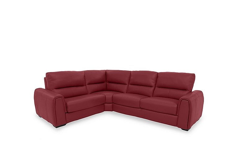 Flex BV Leather Small Left Hand Facing Corner Sofa Bed with Power Recliner and Storage Arms - Pure Red